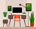 Office with computer and houseplants. Royalty Free Stock Photo